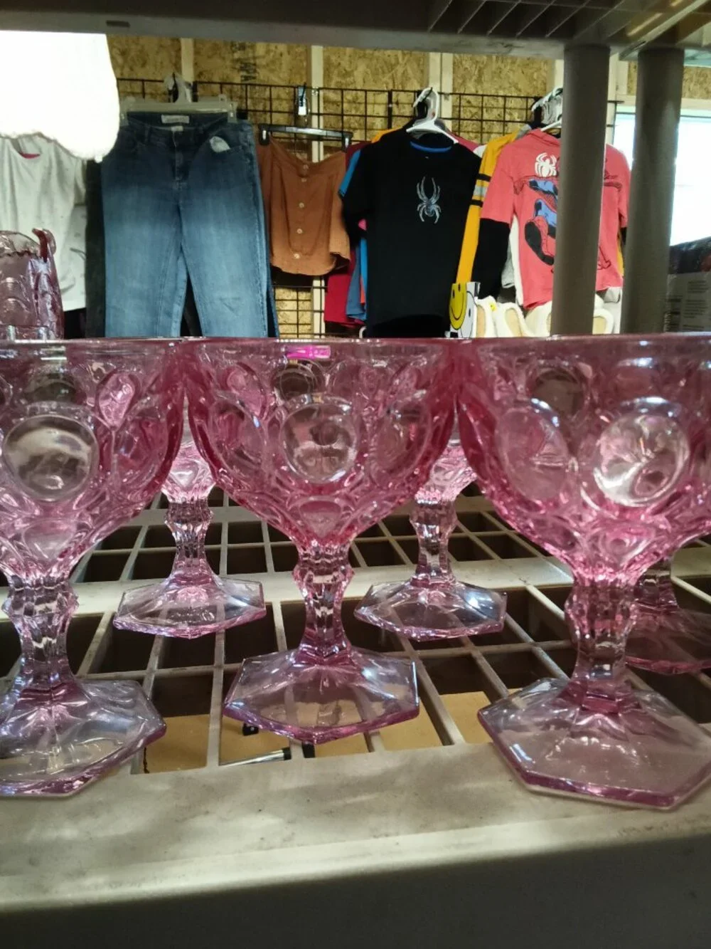 Set of 8 Pink Vintage Glass Goblets - 25% Off When You Bundle 5+ Items!